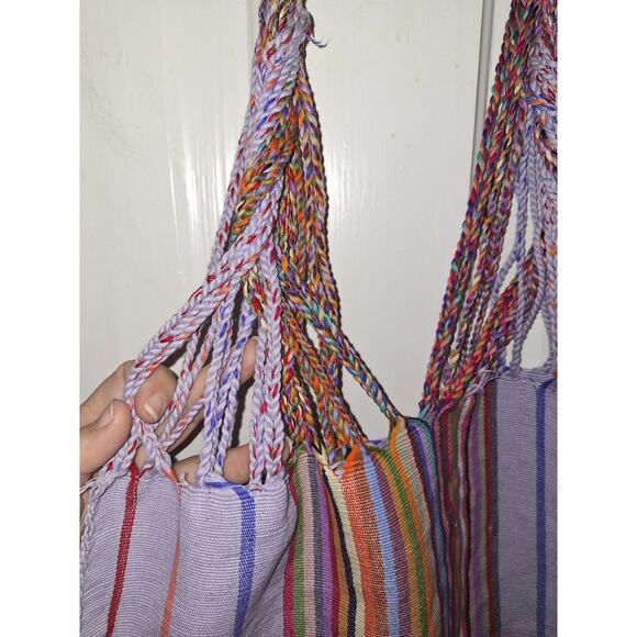 Handmade Purple & Multicolored Reusable Tote Bag Purse Boho Festival Grocery - Picture 5 of 5